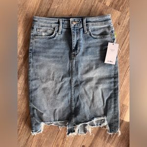 Sam Edelman The Riley Asymmetric Raw Hem Denim Skirt Women's Size 27 NWT
